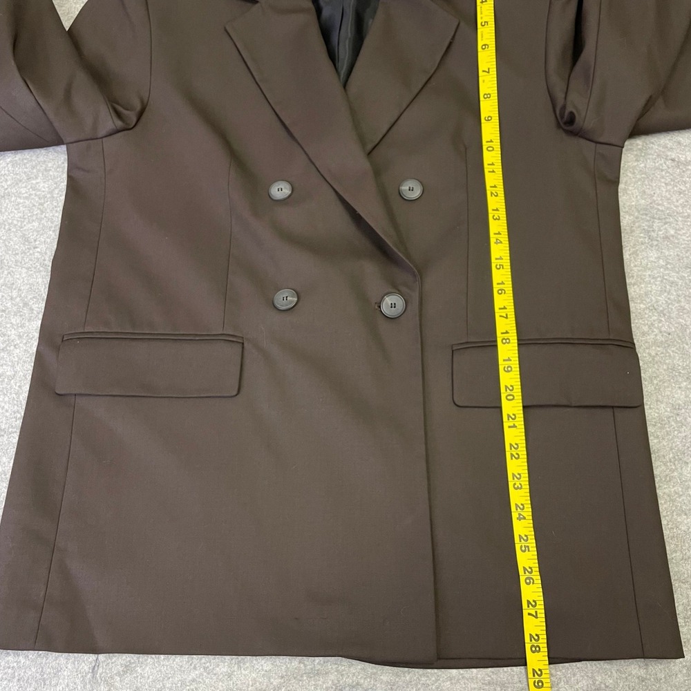 Zara Womens Chocolate Brown Double Breasted Oversized Blazer Jacket Size Small - Picture 14 of 16